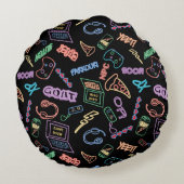 Neon Gamer Rond Kussen (Achterkant)