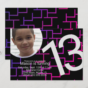 Neon Gaming Birthday Party Maze Gamer Foto Kaart