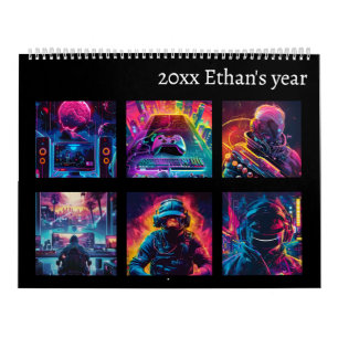 Neon gaming nieuw jaar kalender