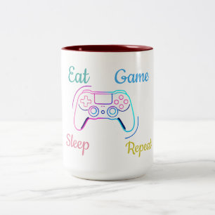 Neon gaming ontwerp aanpasbaar tweekleurige koffiemok