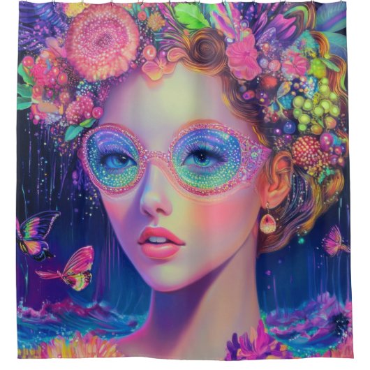 Neon Garden Goddess Douchegordijn (Voorkant)