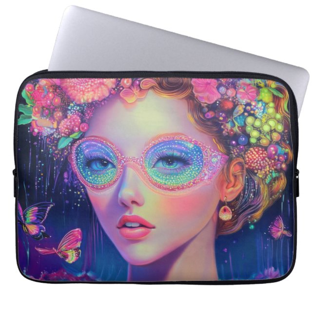 Neon Garden Goddess Laptop Sleeve (Voorkant)