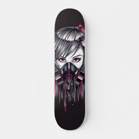 Neon Gas Mask Girl Skateboard (Voorkant)