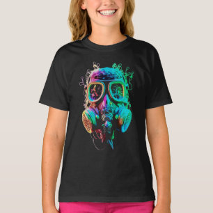 Neon Gas Mask: Vibrant Chaos Kunst T-shirt