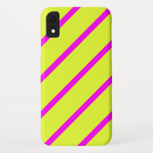 Neon geel en levendig roze strepen iPhone XR hoesje