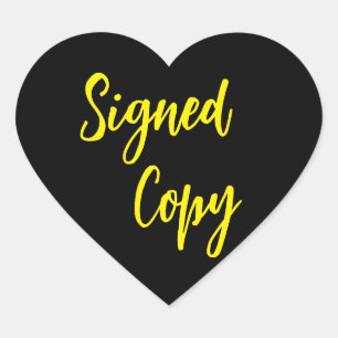 Neon geel Gesigneerd exemplaar Hart Sticker