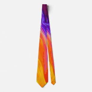 Neon Geel Oranje Blauw Abstract Elektrisch Moder Stropdas