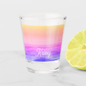 Neon Geel Roze Sinaasappel Tropical Paradise Trend Shot Glas (Voorkant)