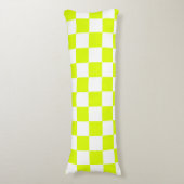 Neon Geel Wit Geruit Schaakbord  Lichaamskussen (Voorkant Verticaal)