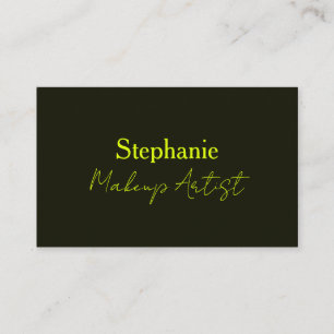 Neon Geel Zwart Aangepast Script Tekst Make-up Art Visitekaartje