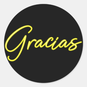 Neon Gele Gloed Spaanse Gracias Dank je wel Ronde Sticker