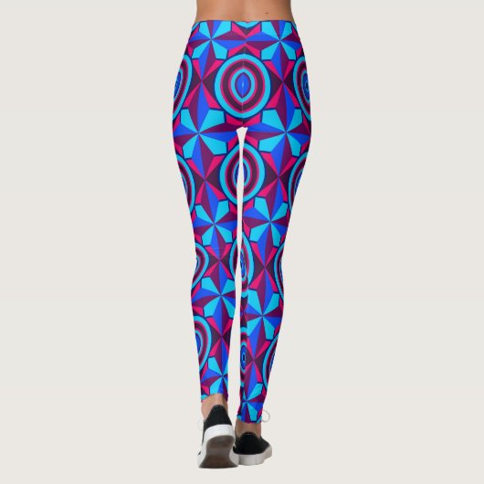 Neon Geometric Cyberpunk Leggings (Achterkant)