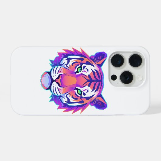 Neon Geometric Tiger iPhone Hoesje (Achterkant horizontaal)