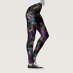 Neon Geometrie Explosie: Levendig Abstract Spatwer Leggings
