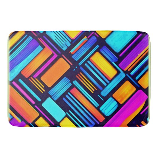 Neon geometrisch Abstract Badmat (Voorkant)