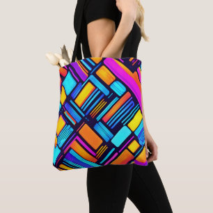 Neon geometrisch Abstract Draagtas