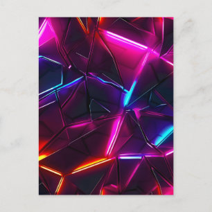 Neon Geometrisch Abstract Futuristisch Cyberpunk Feestdagenkaart