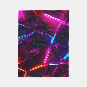 Neon Geometrisch Abstract Futuristisch Cyberpunk Fleece Deken