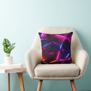 Neon Geometrisch Abstract Futuristisch Cyberpunk Kussen
