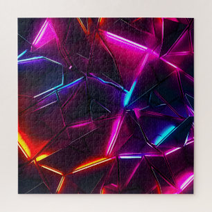 Neon Geometrisch Abstract Futuristisch Cyberpunk Legpuzzel