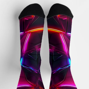 Neon Geometrisch Abstract Futuristisch Cyberpunk Sokken