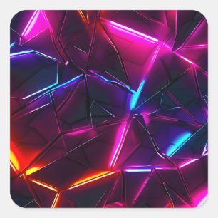 Neon Geometrisch Abstract Futuristisch Cyberpunk Vierkante Sticker