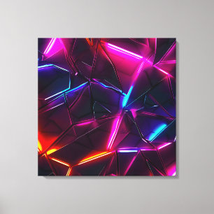 Neon geometrisch abstract futuristische cyberpunk canvas afdruk