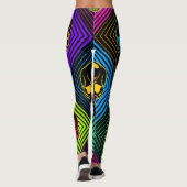 Neon geometrisch schedelpatroon leggings (Achterkant)