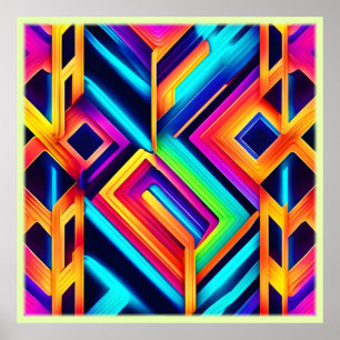 Neon geometrische Abstracte kunst Poster