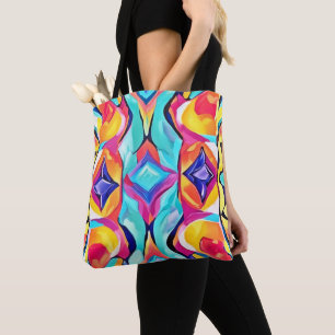 Neon Geometrische Fusie Kunst Draagtas
