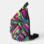 Neon geometrische retro vibes sling bag (Rechterhoek)