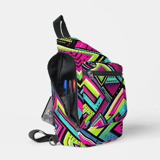 Neon geometrische retro vibes sling bag