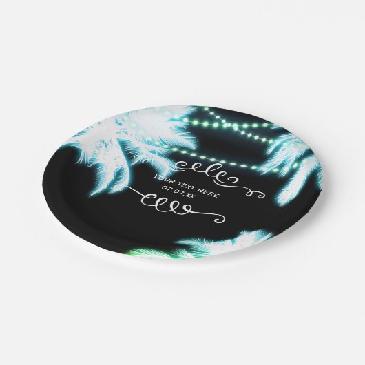 Neon Ggloing Palm Trees Beach Summer Party Papieren Bordje (Gekanteld)