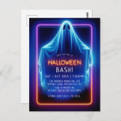 Neon Ghost Halloween Briefkaart (Voorkant / Achterkant)