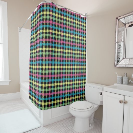 Neon Gingham Douchegordijn (In situ)