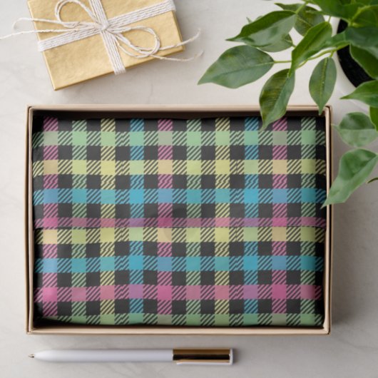 Neon Gingham Tissuepapier (Geschenk)