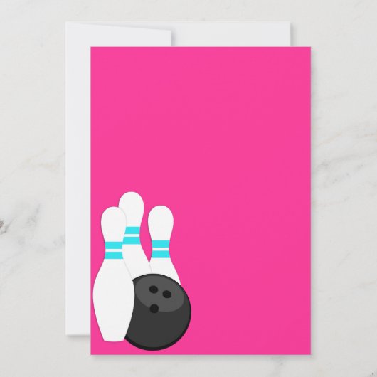 Neon Girl Chevron Bowling Invitations d'anniversai (Dos)