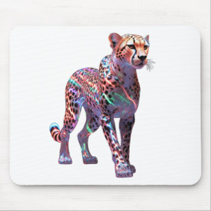 Neon Glas Cheetah Kunst – Kleurrijke Energie Snelh Muismat