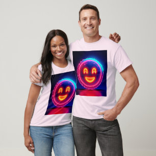 Neon Glimlach: Helder Gelukkig Glow-ontwerp T-shirt