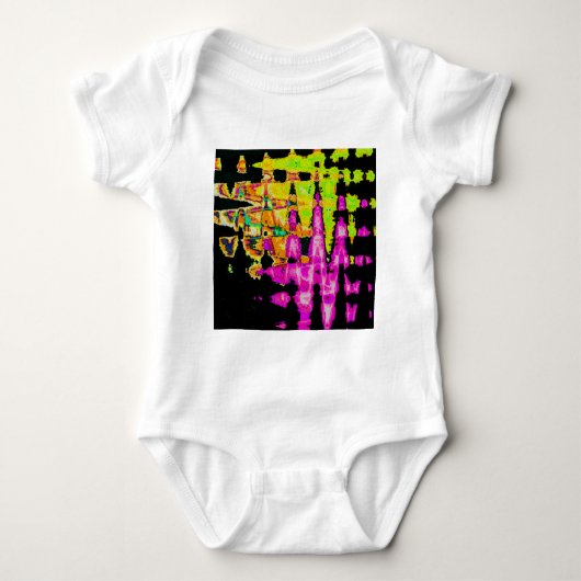 Neon Glitch Abstracte kunst Poster Print Romper (Voorkant)
