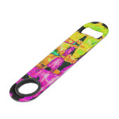 Neon Glitch Abstracte kunst Poster Print Speed Flessenopener (Voorkant Gekanteld)