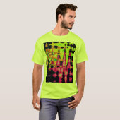 Neon Glitch Abstracte kunst Poster Print T-shirt (Voorkant volledig)