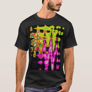 Neon Glitch Abstracte kunst Poster Print T-shirt