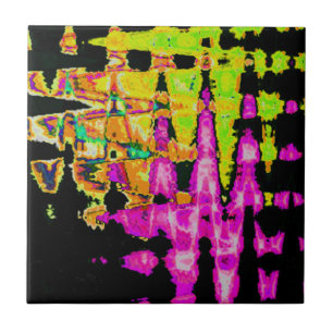 Neon Glitch Abstracte kunst Poster Print Tegeltje