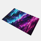 Neon Glitch Datastroom Abstract Deurmat (Schuin)