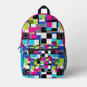 Neon Glitch Geometric Aesthetic Backpack Bedrukte Rugzak (Voorkant)