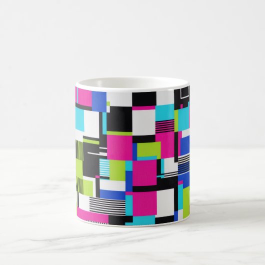Neon Glitch Geometric Ceramic Coffee Mug (Centre)