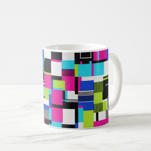 Neon Glitch Geometric Ceramic Coffee Mug Koffiemok (Voorkant rechts)