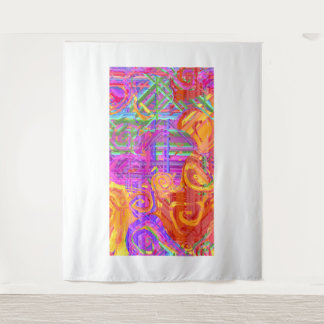 Neon Glitch Plaid | Abstracte Wandtapijt Wandkleed