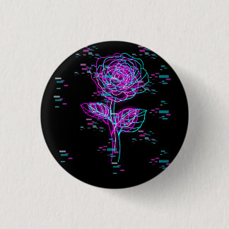 Neon Glitch Roos Ontwerp Ronde Button 3,2 Cm